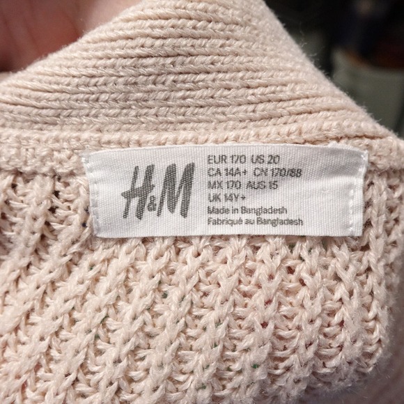 H&M LIGHT PINK LONG SLEEVE CARDIGAN SWEATER WOMENS SIZE 20 - Picture 5 of 6